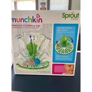 Munchkin Sprout Drying Rack Holds‎ Up To 12 Bottles Cups Spinning Trays New